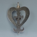 Navajo Tufa Cast and Angel Skin Coral Heart Pendant