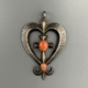 Navajo Tufa Cast and Angel Skin Coral Heart Pendant