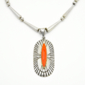 navajo coral pendant handmade silver beads thomas jim 3