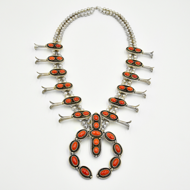 navajo coral squash blossom necklace set 1of3 3123 2
