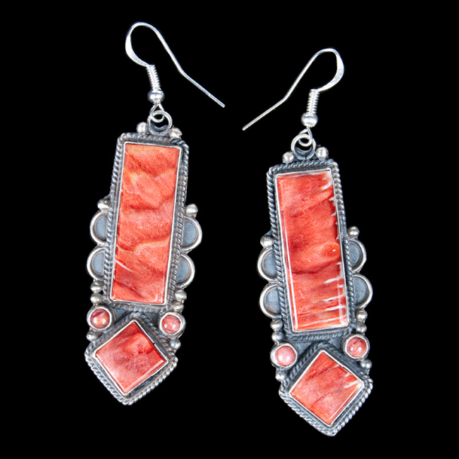 Spiny Oyster Shell and Sterling Silver Earrings by Dean Brown