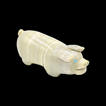 zuni fetish white serpentine pig 3222 1